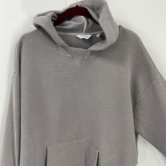 PELOTON kangaroo pocket blue drop shoulder Side Zip Gray Hoodie L - Picture 5 of 14